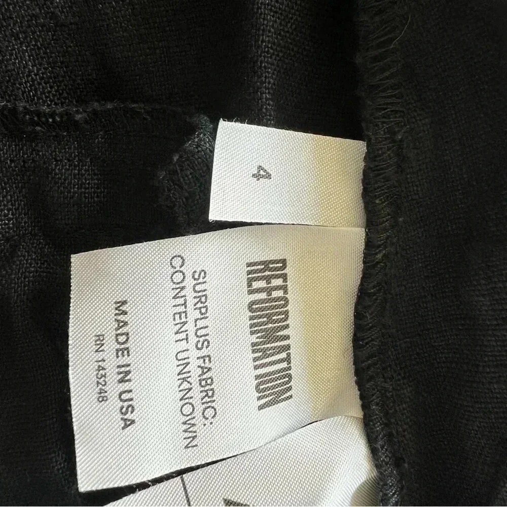 Reformation Pants Foldover Waistband Pleated Cuffed Hem Pockets Size 4 Black